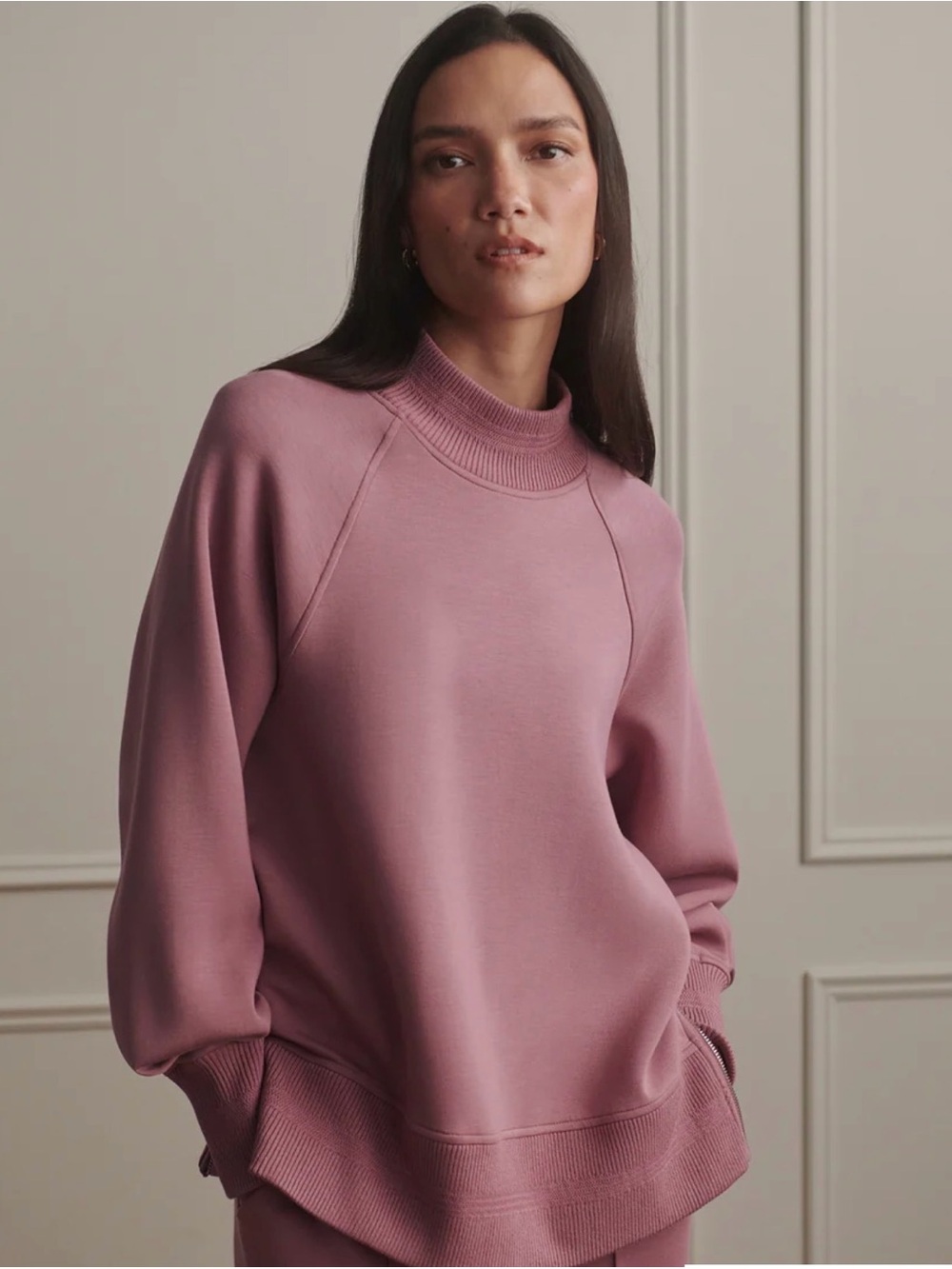 VARLEY • NWT Loxley Raglan Boyfriend Sweat sweatshirt pullover mauve Medium